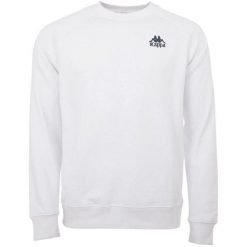 Bluza sportowa męska Kappa Taule. Białe bluzy bez kaptura męskie Kappa, bez wzorów, casualowe, bez kołnierzyka, bez ramiączek. Za 79.00 zł.