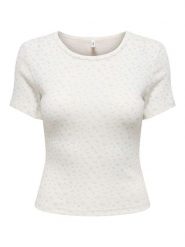 ONLY Koszulka w kolorze kremowo-błękitnym rozmiar: L. Brązowe bluzki damskie Only, l, bez wzorów, z bawełny, bez kołnierzyka, bez ramiączek. Za 60.99 zł.