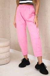 Spodnie z kieszeniami Summer Punto jasno różowe. Czerwone spodnie materiałowe damskie KESI, bez wzorów, z bawełny, eleganckie, plus size. Za 188.21 zł.