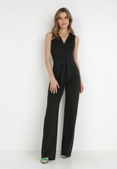 Czarny Kombinezon Chionadina. Czarne kombinezony damskie Born2be, l, bez wzorów, eleganckie, bez kołnierzyka, bez ramiączek, długie. Za 149.99 zł.