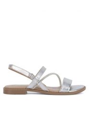 Lasocki Sandały EST-AFIONA-12 Srebrny. Szare sandały damskie Lasocki, bez wzorów, z materiału, bez obcasa, na płaskiej podeszwie. Za 129.99 zł.