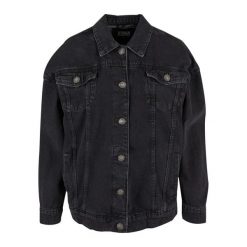 Damska Kurtka Oversize Z Denimu Z Lat 90tych. Czarne kurtki damskie Urban Classics, xl, bez wzorów, z denimu, bez kaptura. Za 256.99 zł.