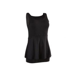 Top Gym & Pilates 530 damski. Czarne topy sportowe damskie DOMYOS, xs, bez wzorów, z bawełny, bez ramiączek. W wyprzedaży za 34.99 zł.