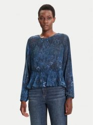 Desigual Bluzka Plise 25WWBW09 Granatowy Regular Fit. Niebieskie bluzki damskie Desigual, s, bez wzorów, z syntetyku, bez ramiączek. Za 369.99 zł.