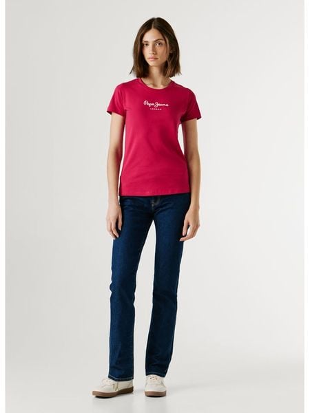 Pepe Jeans Koszulka "New Virgina" w kolorze czerwonym rozmiar: M. Czerwone bluzki damskie Pepe Jeans, m, bez wzorów, z jeansu, bez kołnierzyka. Za 78.84 zł.