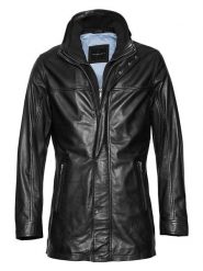 Bugatti Skórzana kurtka w kolorze czarnym rozmiar: 58. Czarne kurtki męskie Bugatti, bez wzorów, ze skóry, bez kaptura. Za 848.99 zł.