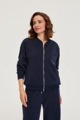 Rozpinana bluza granatowa. Bluzy bez kaptura damskie MOODO, l, z elastanu. Za 139.99 zł.
