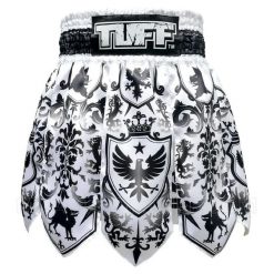 Spodenki treningowe TUFF Gladiator Black & White Classic Victorian Pattern. Białe szorty damskie TUFF, bez wzorów, z materiału, biznesowe. Za 199.00 zł.