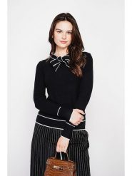 C& Jo Sweter w kolorze czarno-białym rozmiar: 34. Białe swetry klasyczne damskie C& Jo, z kaszmiru, bez kołnierzyka. Za 100.28 zł.