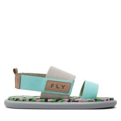 Sandały Fly London. Szare sandały damskie Fly London, bez wzorów, bez obcasa, na płaskiej podeszwie. Za 309.99 zł.