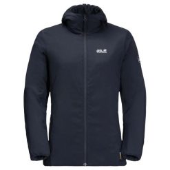 Damska Kurtka Atmos. Niebieskie kurtki damskie Jack Wolfskin, l, bez wzorów, z materiału, z kapturem. Za 640.99 zł.