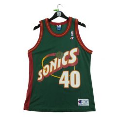 Second life - Koszulka męska Champion NBA Seattle Kemp 40 - Stan bardzo dobry. Zielone t-shirty sportowe męskie CHAMPION, l, z materiału, bez ramiączek, do koszykówki. Za 383.36 zł.