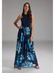 SWING Sukienka w kolorze granatowym rozmiar: 38. Niebieskie sukienki damskie Swing, bez wzorów, bez kołnierzyka, bez ramiączek, maxi, kopertowe. Za 306.73 zł.