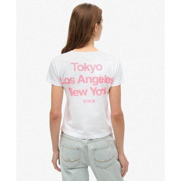 Dopasowana koszulka Core Logo City. Białe bluzki sportowe damskie Superdry., bez wzorów, z bawełny, bez ramiączek. W wyprzedaży za 137.55 zł.