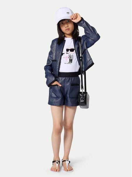 Karl Lagerfeld Kids T-Shirt Z31157 S Biały Regular Fit. Białe koszulki dziewczęce Karl Lagerfeld Kids, s, bez wzorów, z bawełny, bez ramiączek. Za 249.99 zł.