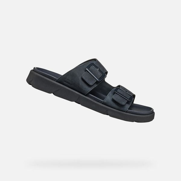 Sandały GEOX U XAND 2S Niebieski. Niebieskie sandały męskie Geox, ze skóry, bez zapięcia. Za 331.99 zł.