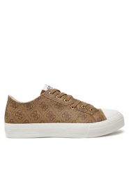 Guess Trampki FMPISL PAC12 Beżowy. Brązowe trampki i tenisówki męskie Guess, z aplikacjami, ze skóry, bez zapięcia. Za 249.99 zł.