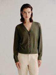 Josephine & Co Kardigan "August" w kolorze khaki rozmiar: S. Brązowe kardigany damskie Josephine & Co, s, bez wzorów, z wełny. Za 148.96 zł.