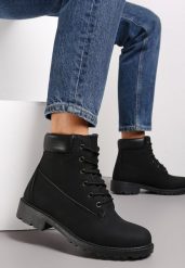 Czarne Sznurowane Botki Workery Sidnesa. Czarne botki damskie Renee, bez obcasa, na płaskiej podeszwie, bez zapięcia. Za 79.99 zł.