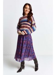 Rich & Royal Sweter w kolorze beżowo-niebiesko-bordowym rozmiar: XS. Brązowe swetry klasyczne damskie Rich & Royal, xs, z wełny, bez kołnierzyka. Za 271.67 zł.