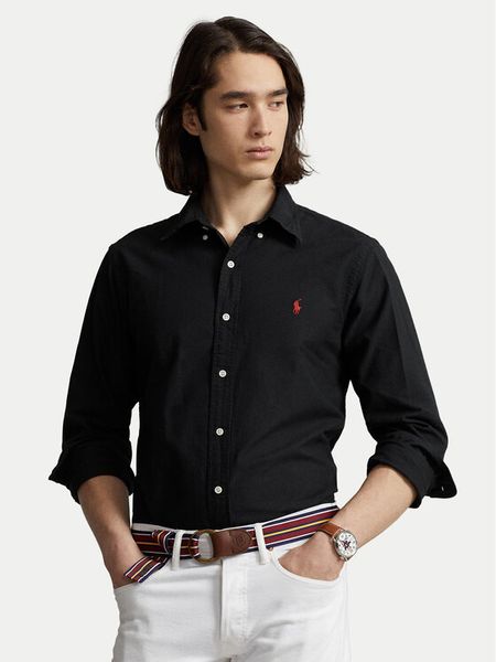 Polo Ralph Lauren Koszula Bsr 710772290 Czarny Custom Fit. Czarne koszule męskie Polo Ralph Lauren, m, bez wzorów, z bawełny, bez kołnierzyka, bez ramiączek. Za 519.99 zł.