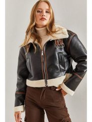 Bianco Lucci Kurtka przejściowa w kolorze czarnym rozmiar: 40. Czarne kurtki damskie Bianco Lucci, bez wzorów, ze skóry, bez kaptura. Za 173.99 zł.