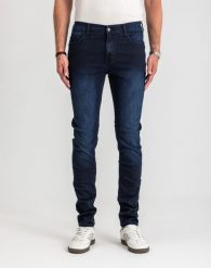 Męskie Spodnie Jeansowe Mustang Style Frisco Skinny Denim Blue 1017116 5000 801. Niebieskie spodnie materiałowe męskie Mustang, bez wzorów, z denimu. Za 199.99 zł.