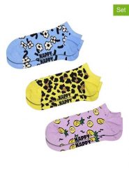 Happy Socks Skarpety (3 pary) w kolorze fioletowo-błękitno-żółtym rozmiar: 36-40. Niebieskie skarpetki męskie Happy Socks, bez wzorów. Za 56.79 zł.