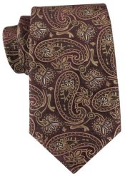 Brązowy Krawat ze Wzorem Paisley - Alties. Brązowe krawaty i muchy męskie Alties, bez wzorów, z tkaniny, eleganckie. Za 55.00 zł.