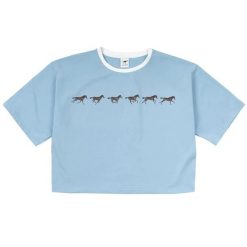 Koszulka damska Galop Wear. Niebieskie t-shirty damskie GALOP WEAR, uniwersalny, bez wzorów, z bawełny, bez kołnierzyka. W wyprzedaży za 119.00 zł.