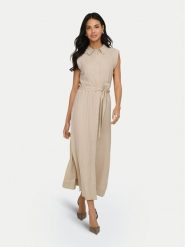 ONLY Sukienka koszulowa Goa 15363697 Beżowy Regular Fit. Brązowe sukienki damskie Only, s, bez wzorów, z wiskozy, bez kołnierzyka, bez ramiączek, koszulowe. Za 229.99 zł.