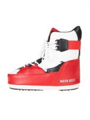Moon Boot Kozaki zimowe w kolorze biało-czerwono-czarnym rozmiar: 39-40. Białe kozaki damskie Moon Boot, z materiału, bez obcasa. Za 343.41 zł.