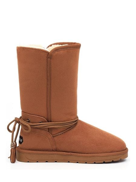 Blackfield Kozaki zimowe "Eowin" w kolorze jasnobrązowym rozmiar: 41. Brązowe kozaki damskie Blackfield, z materiału, z okrągłym noskiem, bez obcasa. Za 174.02 zł.