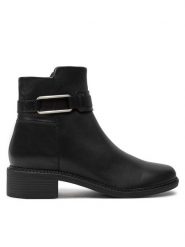 Clarks Botki Maye Bella 26179641 Czarny. Czarne botki damskie Clarks, ze skóry, bez obcasa, na płaskiej podeszwie, bez zapięcia. Za 419.99 zł.