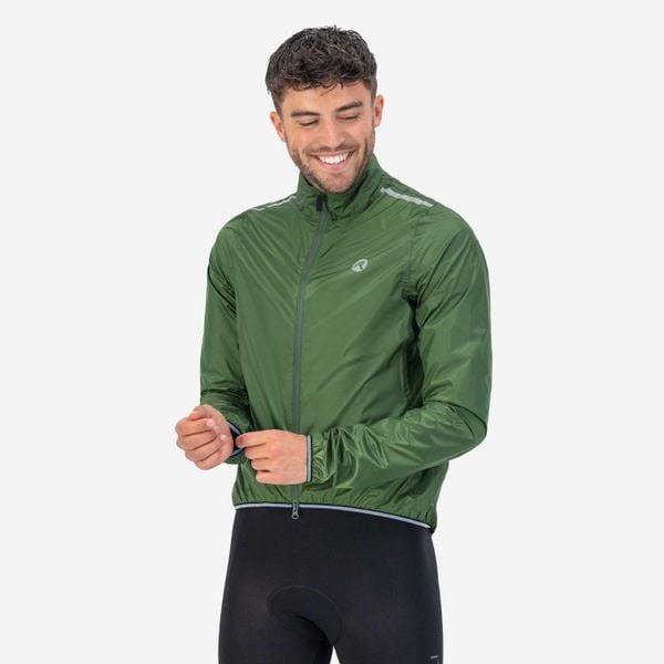 Kurtka wodoodporna Rogelli Essential. Zielone kurtki męskie Rogelli, xl, bez wzorów, sportowe, bez kaptura. W wyprzedaży za 180.00 zł.