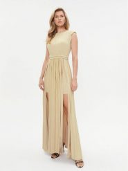 Rinascimento Sukienka wieczorowa CFC0115306003 Złoty Regular Fit. Żółte sukienki damskie RINASCIMENTO, l, bez wzorów, z syntetyku, wizytowe, bez kołnierzyka, bez ramiączek. Za 639.99 zł.