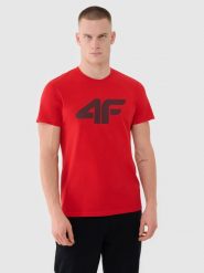 4F T-shirt regular z nadrukiem męski - czerwony XL. Czerwone t-shirty męskie 4f, m, bez wzorów, z bawełny, bez kołnierzyka. Za 49.99 zł.