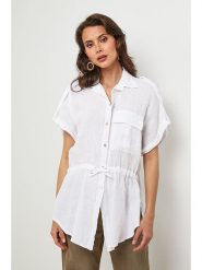 Lin Passion Lniana bluzka w kolorze białym rozmiar: 36/38. Białe bluzki damskie Lin Passion, bez wzorów, ze lnu, klasyczne, bez kołnierzyka, bez ramiączek. Za 173.99 zł.