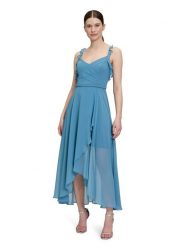 Vera Mont Sukienka w kolorze błękitnym rozmiar: 40. Niebieskie sukienki damskie Vera Mont, bez wzorów, z asymetrycznym kołnierzem, bez ramiączek, maxi, asymetryczne. Za 278.66 zł.