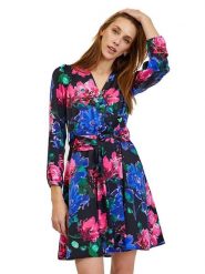 Orsay Sukienka w kolorze czarno-różowo-niebieskim rozmiar: 38. Czarne sukienki damskie ORSAY, bez wzorów, z tkaniny, bez kołnierzyka, bez ramiączek, mini. Za 109.26 zł.