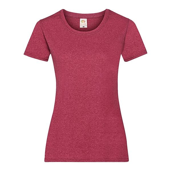 Koszulka Damska Valueweight Heather T-shirt. Czerwone bluzki damskie Fruit of the Loom, xl, bez wzorów, sportowe, bez kołnierzyka, bez ramiączek. Za 32.99 zł.