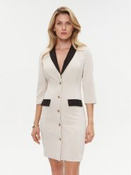 Rinascimento Sukienka codzienna CFC0019257002 Beżowy Slim Fit. Brązowe sukienki damskie RINASCIMENTO, na co dzień, s, bez wzorów, z syntetyku, bez kołnierzyka, bez ramiączek, proste. Za 529.99 zł.