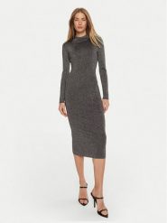 MICHAEL Michael Kors Sukienka dzianinowa MF482KPAFB Srebrny Slim Fit. Szare sukienki damskie MICHAEL Michael Kors, l, bez wzorów, z dzianiny, bez kołnierzyka, bez ramiączek. Za 759.99 zł.