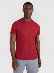 T-SHIRT MĘSKI TRENINGOWY 4F TFTSM1458. Czarne t-shirty męskie 4f, m, bez wzorów, z bawełny, bez kołnierzyka. Za 129.99 zł.