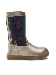 Nelli Blu Kozaki CM211224-12 Złoty. Żółte kozaki dziewczęce Nelli Blu, bez wzorów, ze skóry, bez obcasa. Za 149.99 zł.