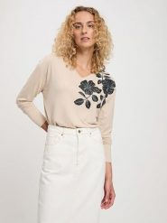 Cross Jeans Koszulka w kolorze kremowym rozmiar: S. Brązowe bluzki damskie Cross Jeans, s, bez wzorów, z jeansu, bez kołnierzyka, bez ramiączek. Za 88.45 zł.