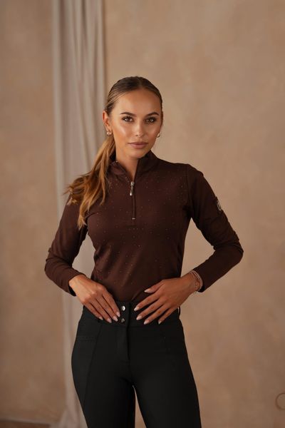 Bluzka techniczna z kryształkami JD ATTACK Becky. Brązowe bluzki sportowe damskie JD ATTACK, l, z aplikacjami, z materiału, bez ramiączek. Za 219.00 zł.