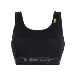 SENSOR Termoaktywny biustonosz MERINO ACTIVE-S-Czarny. Czarne biustonosze sportowe damskie Sensor, bez wzorów, z materiału. Za 115.40 zł.