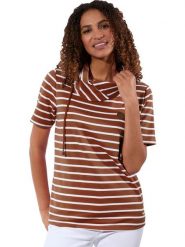 WITT WEIDEN Koszulka w kolorze brązowo-białym rozmiar: 38. Brązowe bluzki damskie WITT WEIDEN, z aplikacjami, ze skóry, bez kołnierzyka, bez ramiączek. Za 56.99 zł.