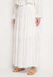 Biała Bawełniana Spódnica z Falbanami Nevione. Białe spódniczki damskie Born2be, l, bez wzorów, z bawełny, eleganckie, maxi. Za 59.99 zł.